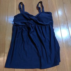 Navy Blue Swim Tank Top Twist Front Womens Size Large